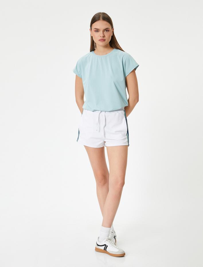  Basic Spor Tişört Kısa Kollu Bisiklet Yaka Rahat Kalıp