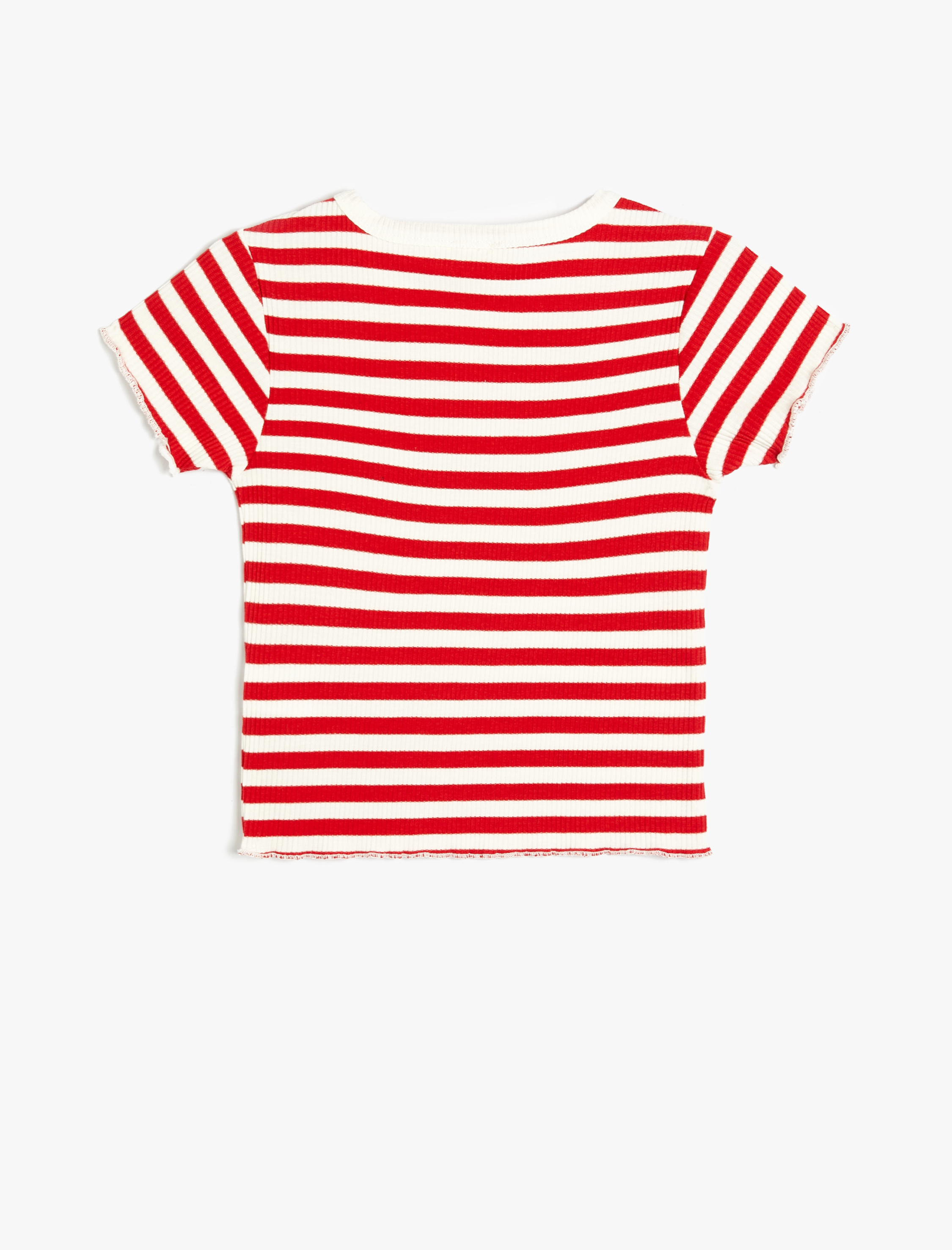  Kız Çocuk Tişört Kısa Kollu Yuvarlak Yaka Ribanalı Pamuklu