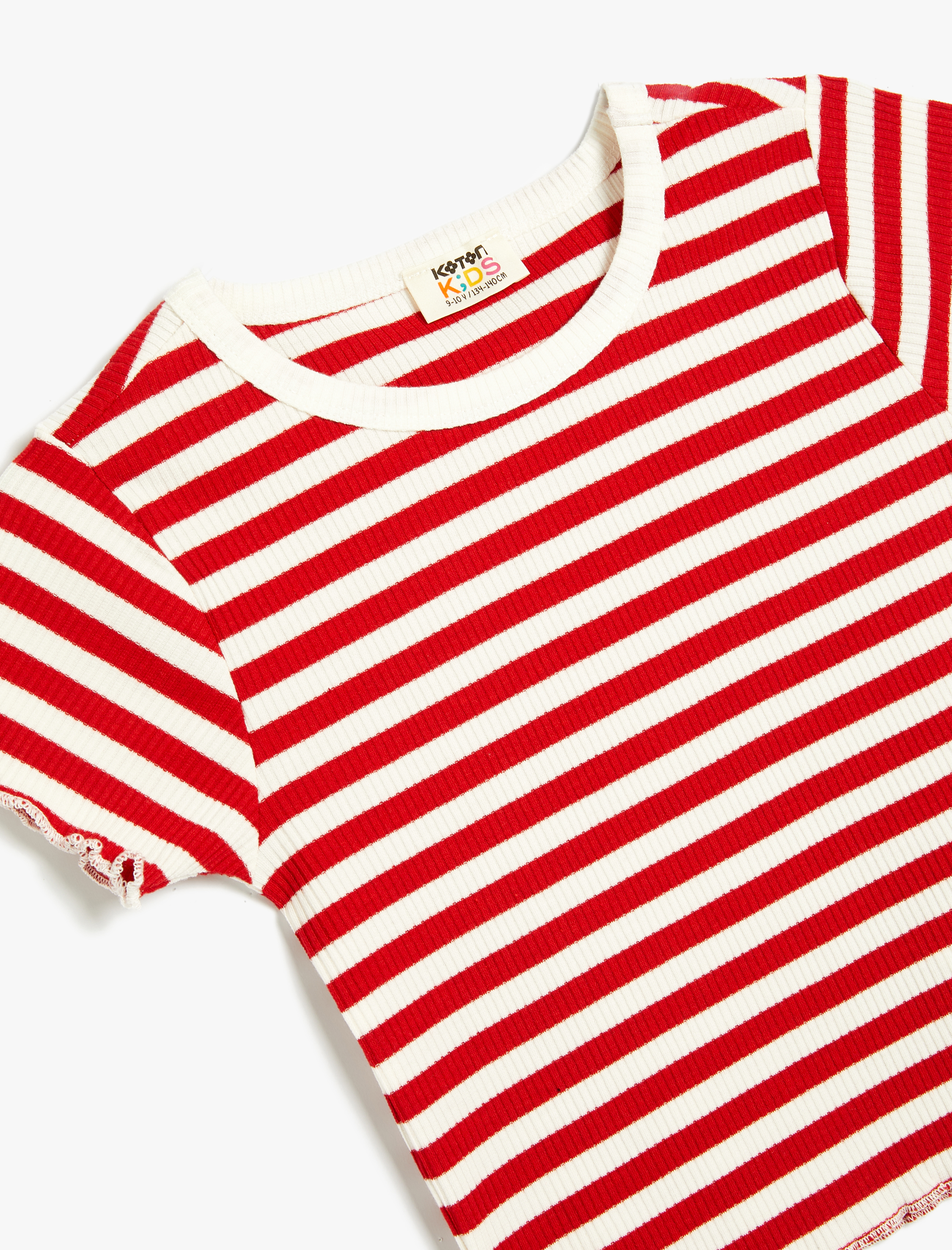  Kız Çocuk Tişört Kısa Kollu Yuvarlak Yaka Ribanalı Pamuklu