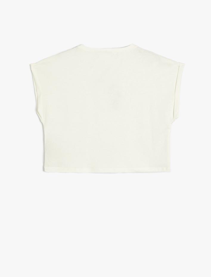 Kız Çocuk Tişört Kısa Kollu Bisiklet Yaka Köpek Baskılı Pamuklu