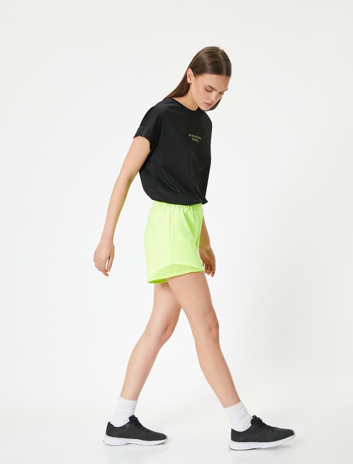  Basic Baskılı Tişört Kısa Kollu Bisiklet Yaka Rahat Kalıp