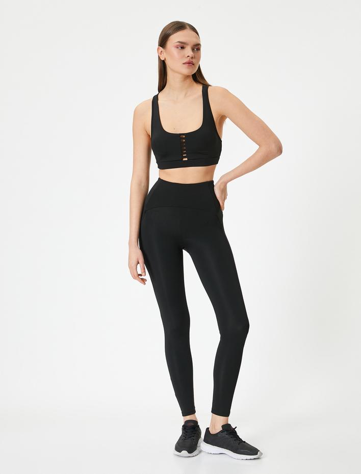  Spor Tayt Yüksek Bel Slim Fit Parçalı Dikiş Detaylı