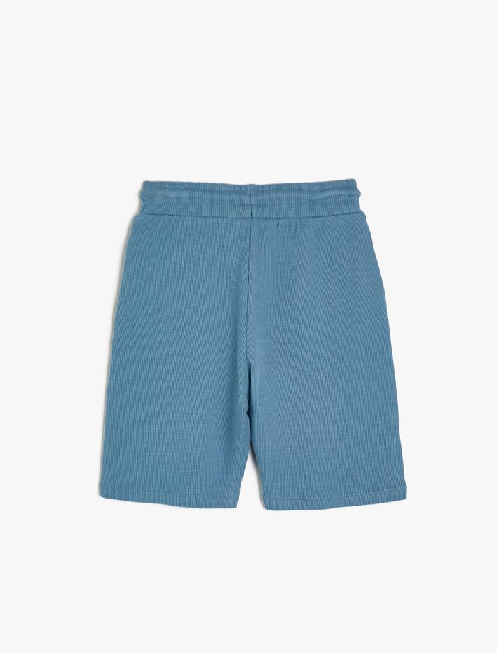 Erkek Çocuk Şort Dokulu Cepli Beli Bağlamalı Pamuklu