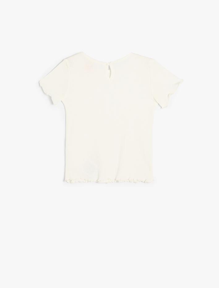 Kız Bebek Tişört Kısa Kollu Bisiklet Yaka Ribanalı Pamuklu