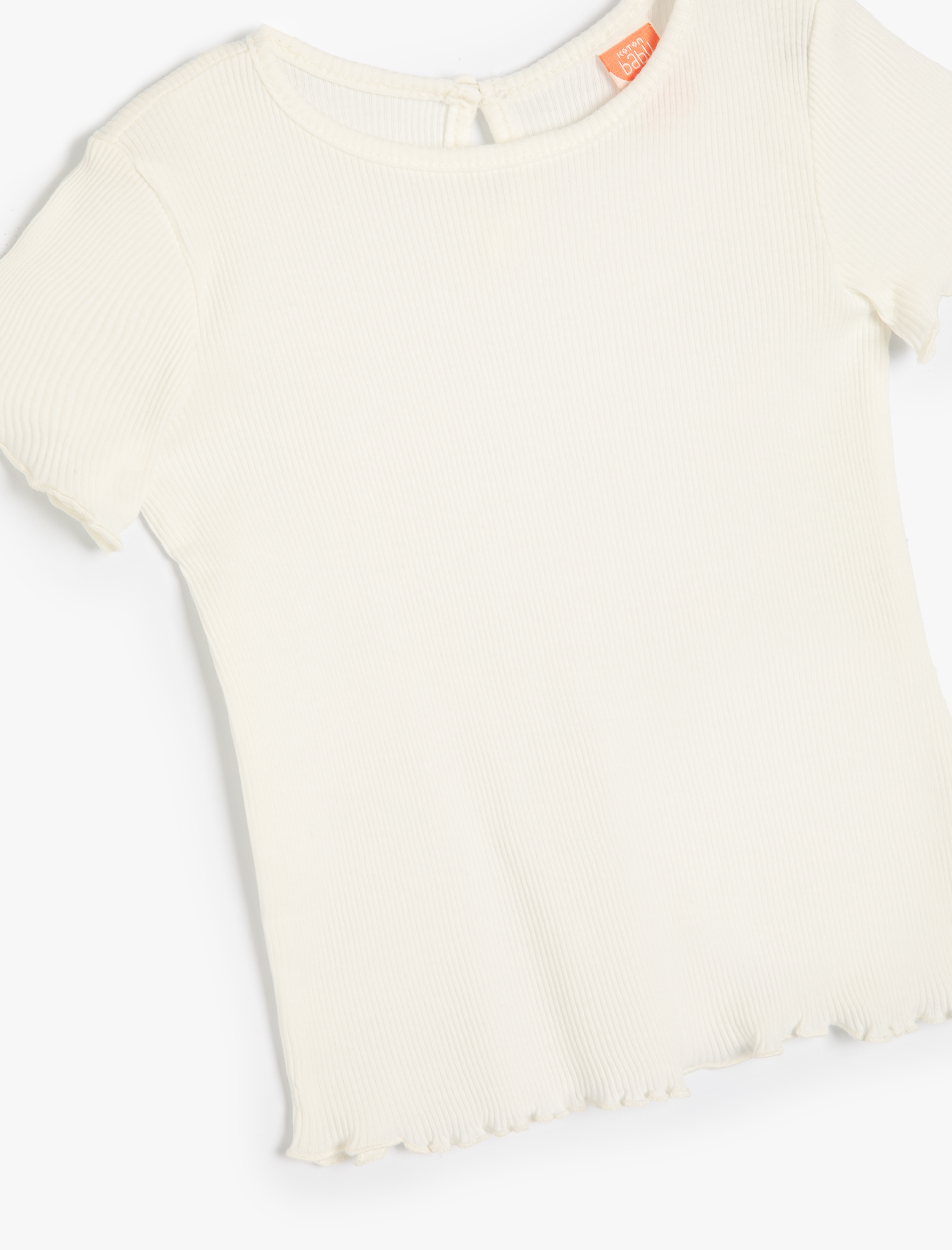  Kız Bebek Tişört Kısa Kollu Bisiklet Yaka Ribanalı Pamuklu