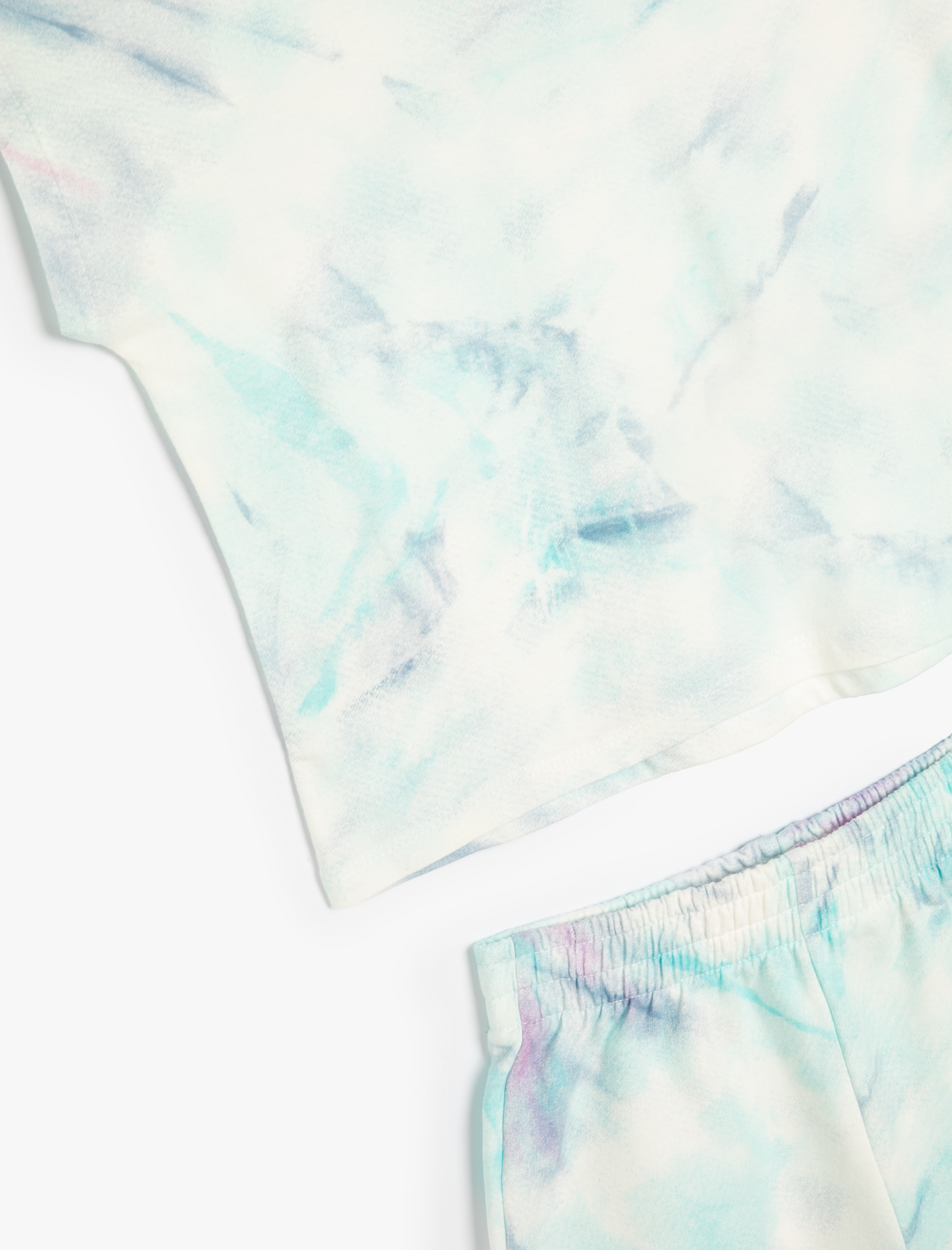  Kız Çocuk Batik Desenli Şort Tişört Takım Pamuklu