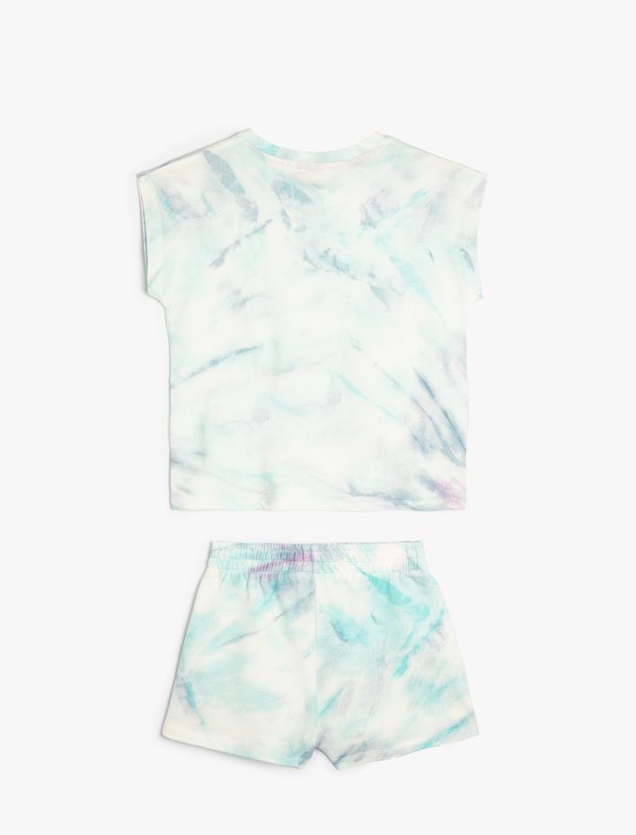 Kız Çocuk Batik Desenli Şort Tişört Takım Pamuklu