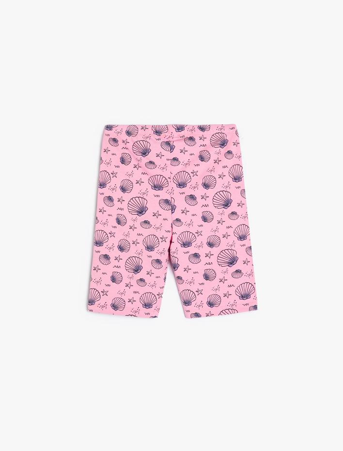 Kız Çocuk Kısa Tayt Kelebek Baskılı Beli Lastikli Pamuklu