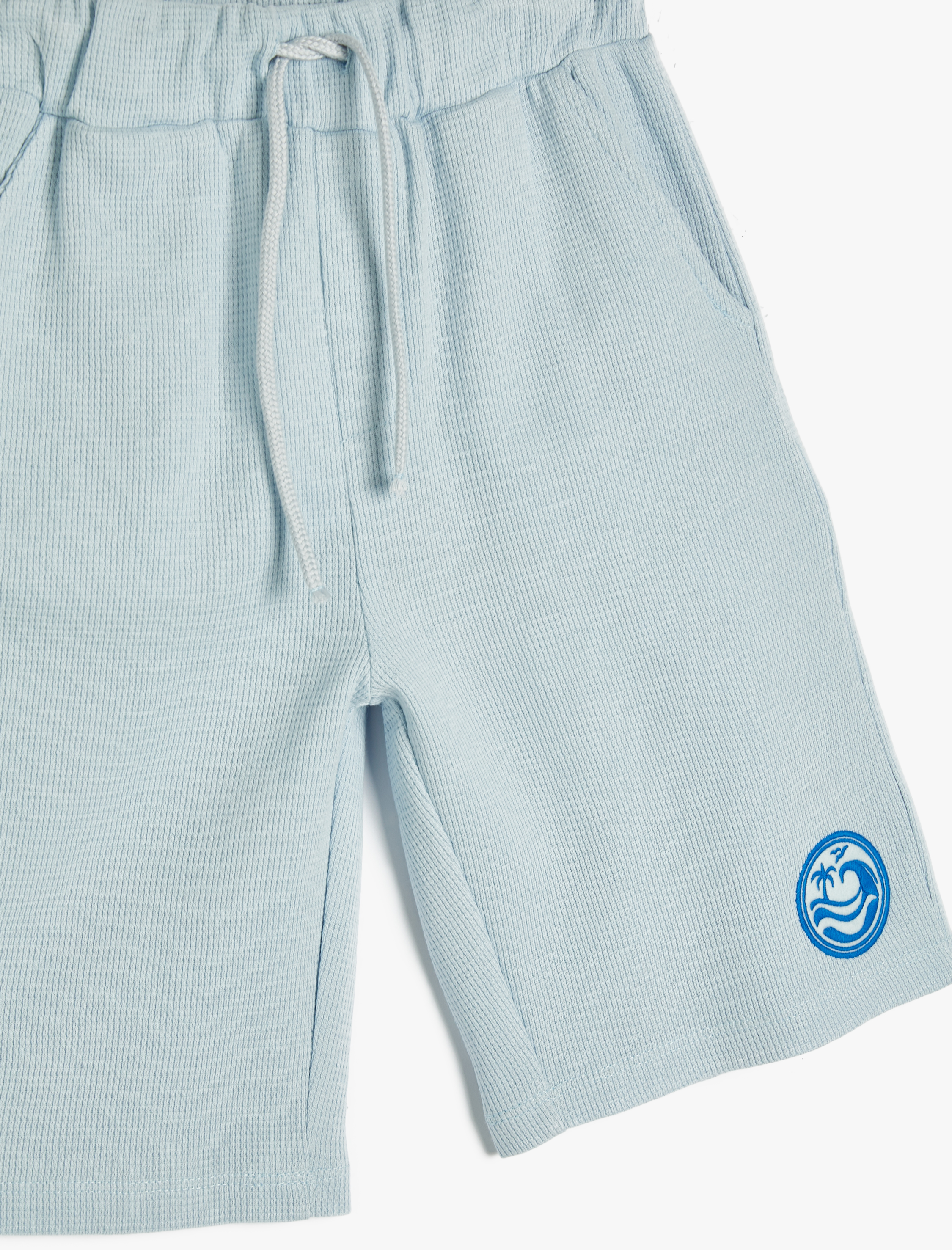  Erkek Çocuk Şort Dokulu Cepli Beli Bağlamalı Pamuklu