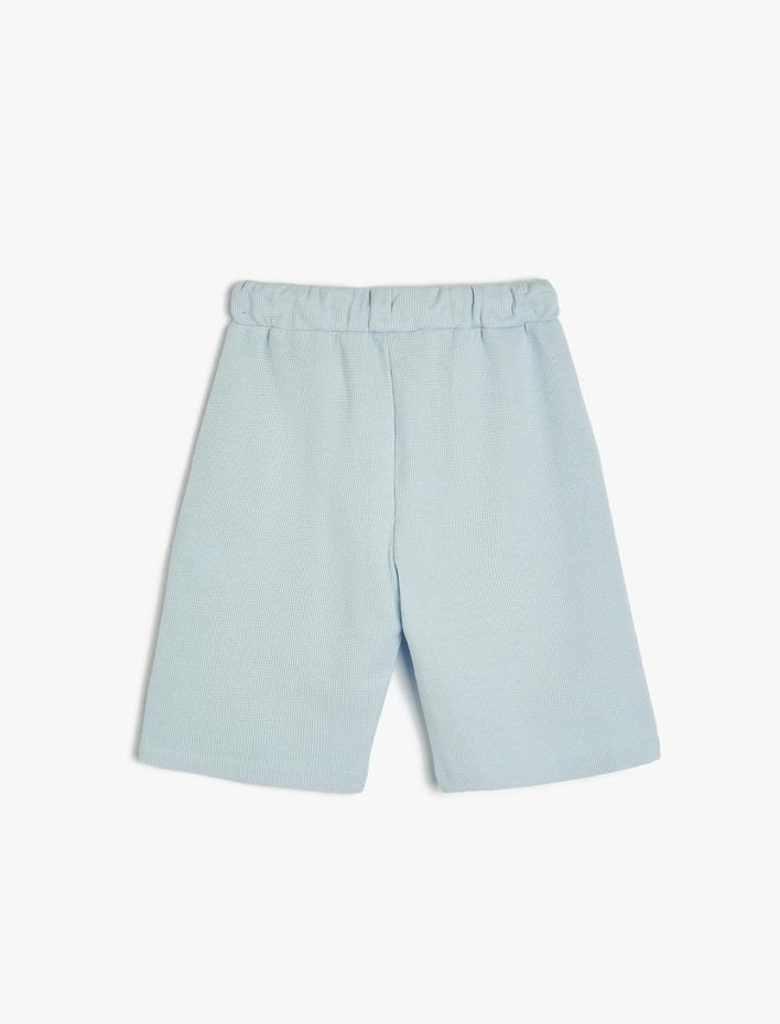 Erkek Çocuk Şort Dokulu Cepli Beli Bağlamalı Pamuklu