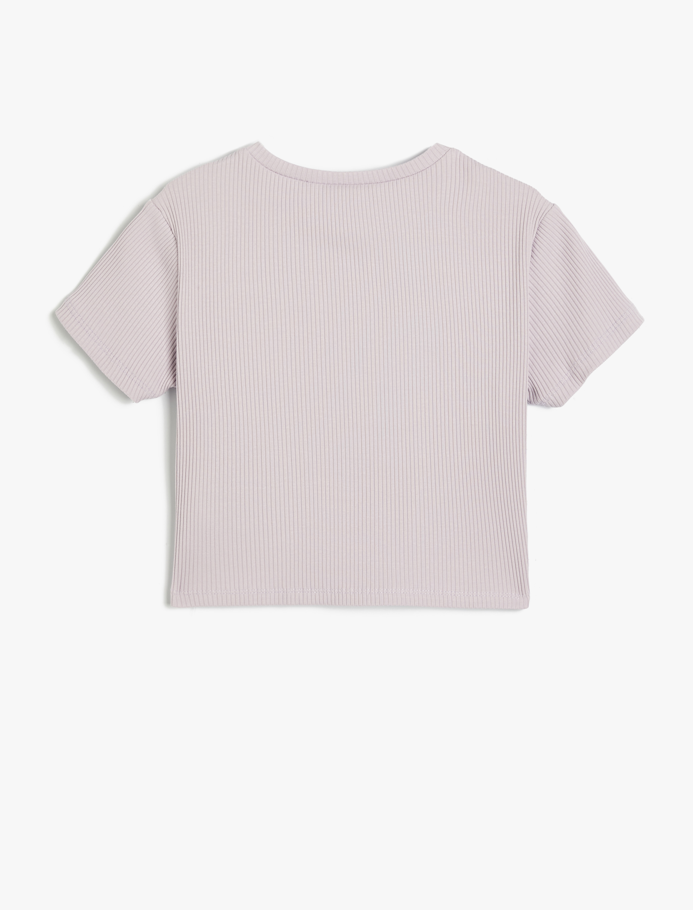  Kız Çocuk Crop Tişört Grafiti Baskılı Kısa Kollu Bisiklet Yaka Dokulu Pamuklu