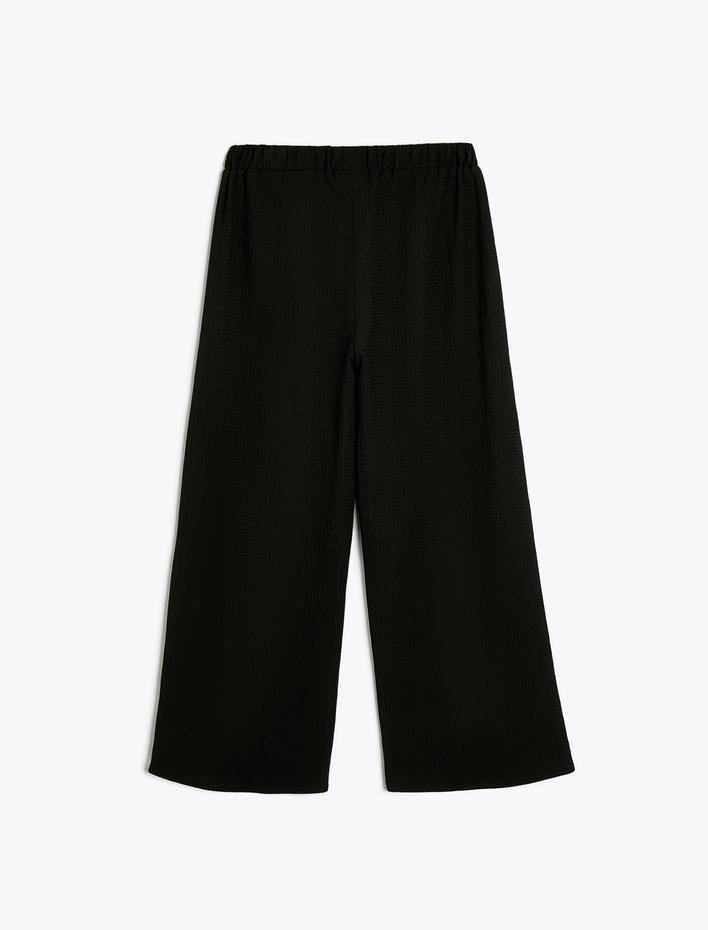 Kız Çocuk Basic Pantolon Geniş Paça Beli Lastikli Dokulu