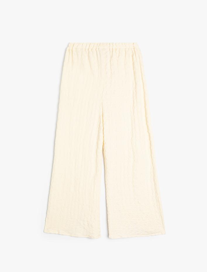 Kız Çocuk Palazzo Pantolon Yırtmaç Detaylı Beli Lastikli