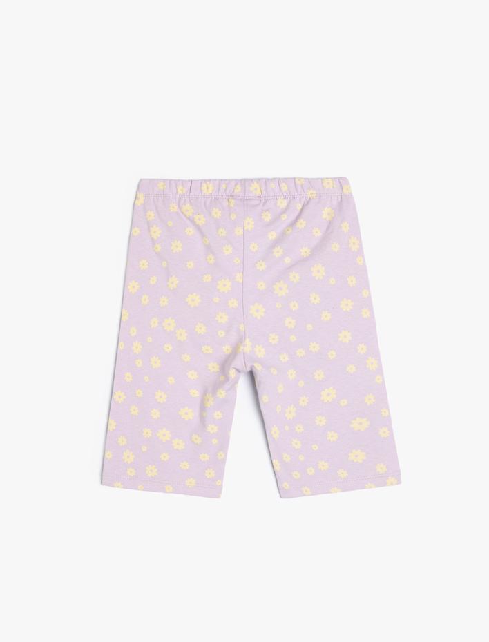 Kız Çocuk Çiçekli Kısa Tayt Beli Lastikli Pamuklu