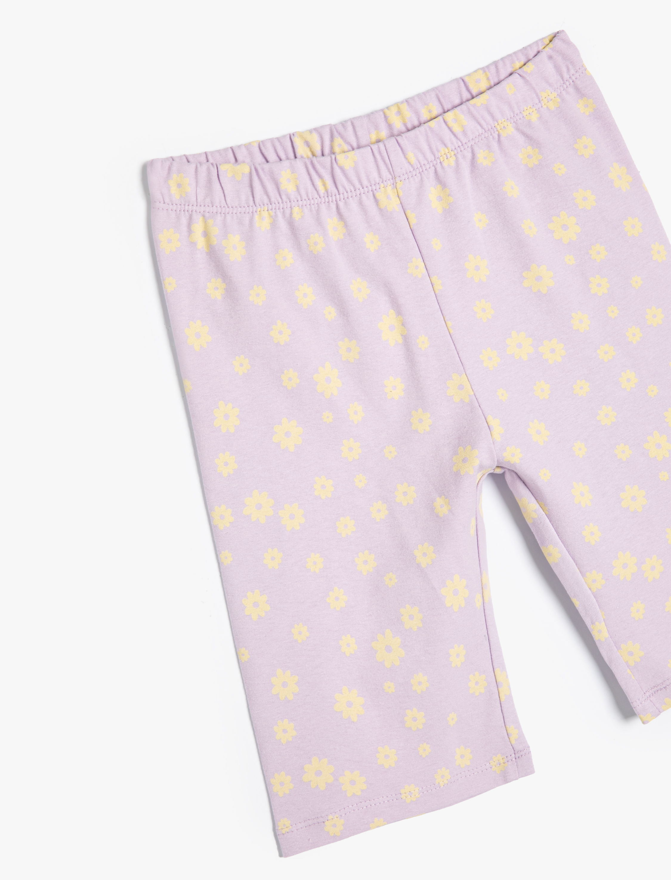  Kız Çocuk Çiçekli Kısa Tayt Beli Lastikli Pamuklu