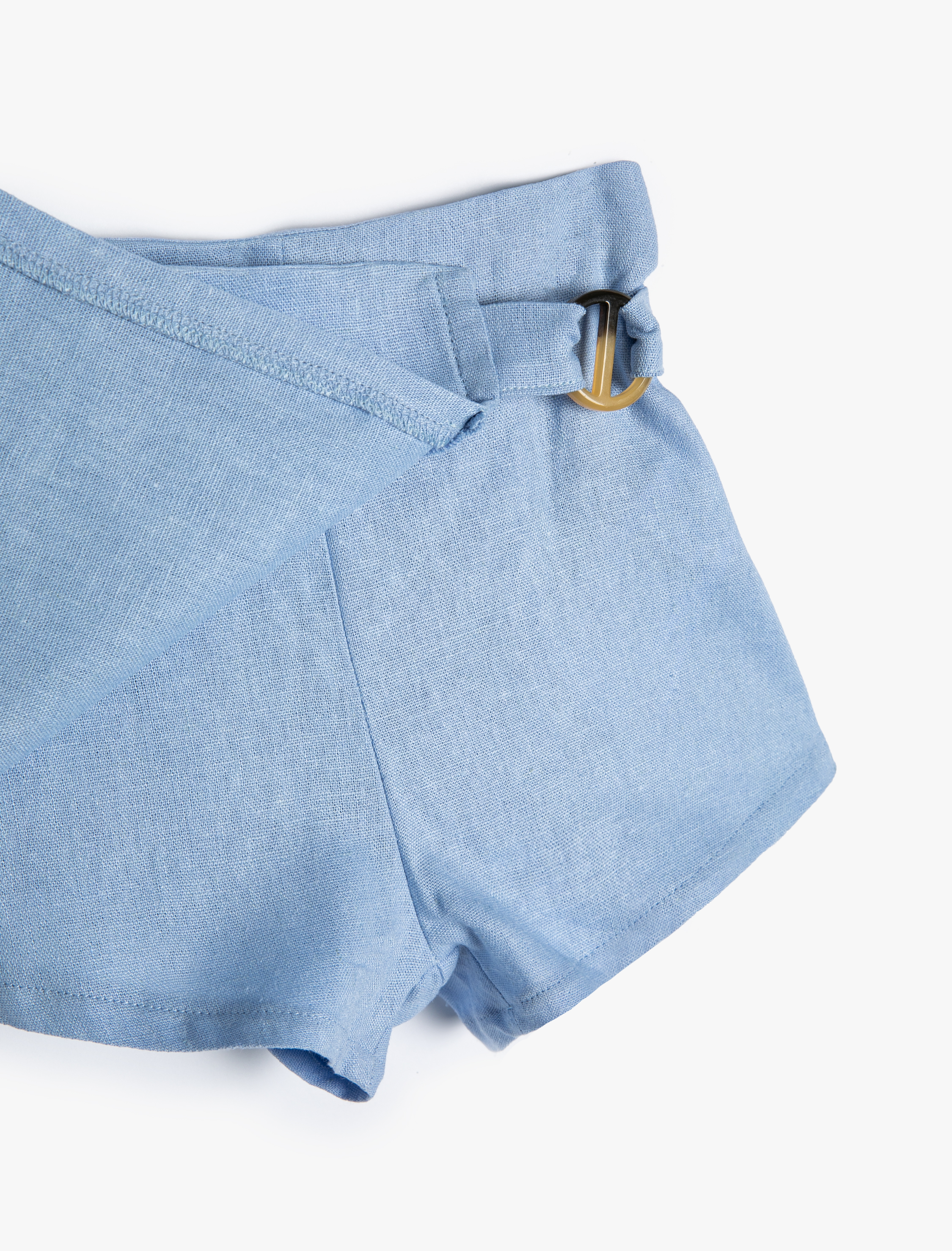  Kız Bebek Keten Şort Etek Kruvaze Beli Lastikli