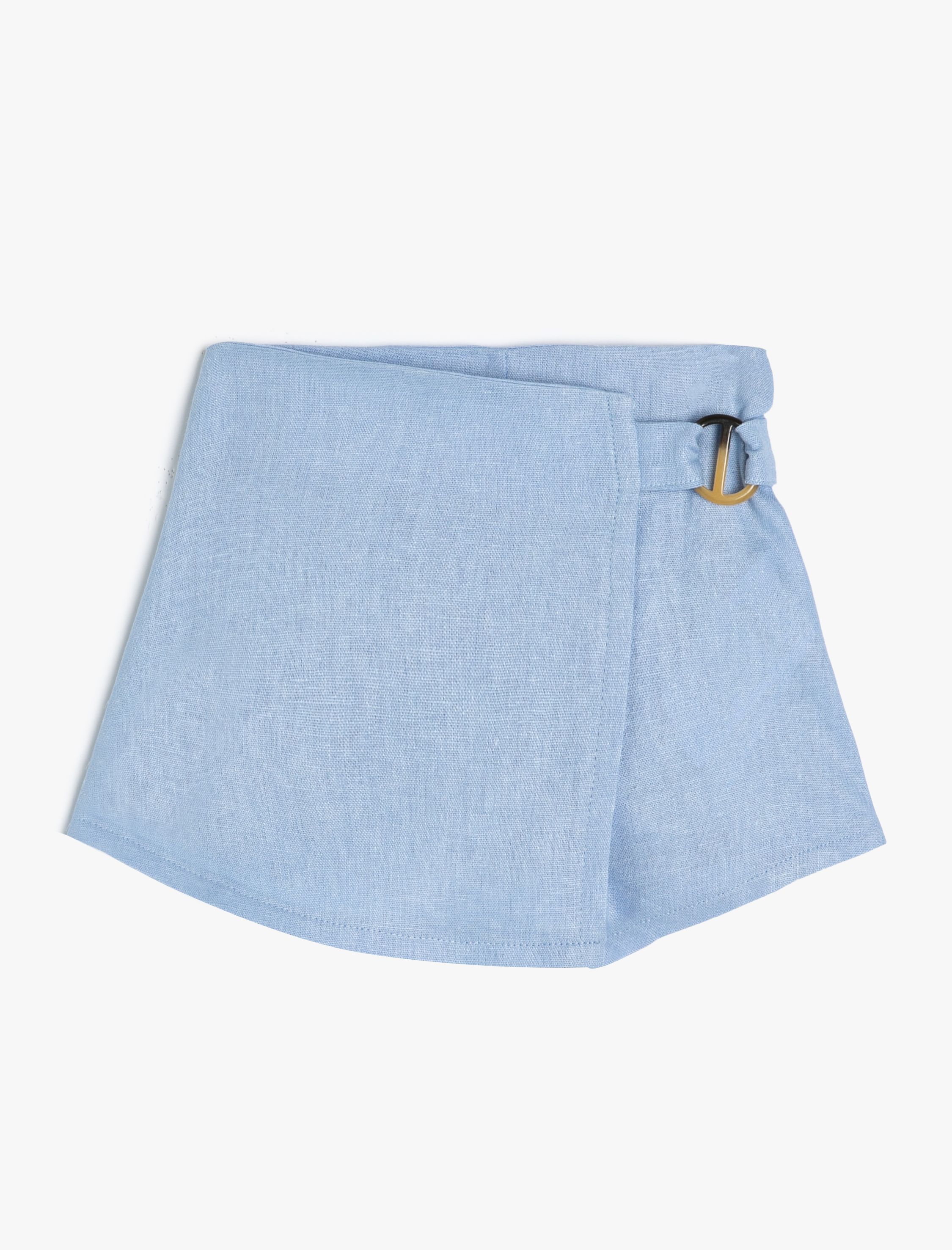  Kız Bebek Keten Şort Etek Kruvaze Beli Lastikli