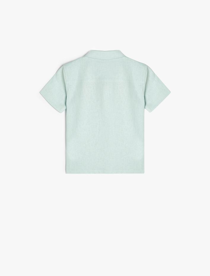 Erkek Bebek Gömlek Keten Karışımlı Kısa Kollu Tek Cep Detaylı