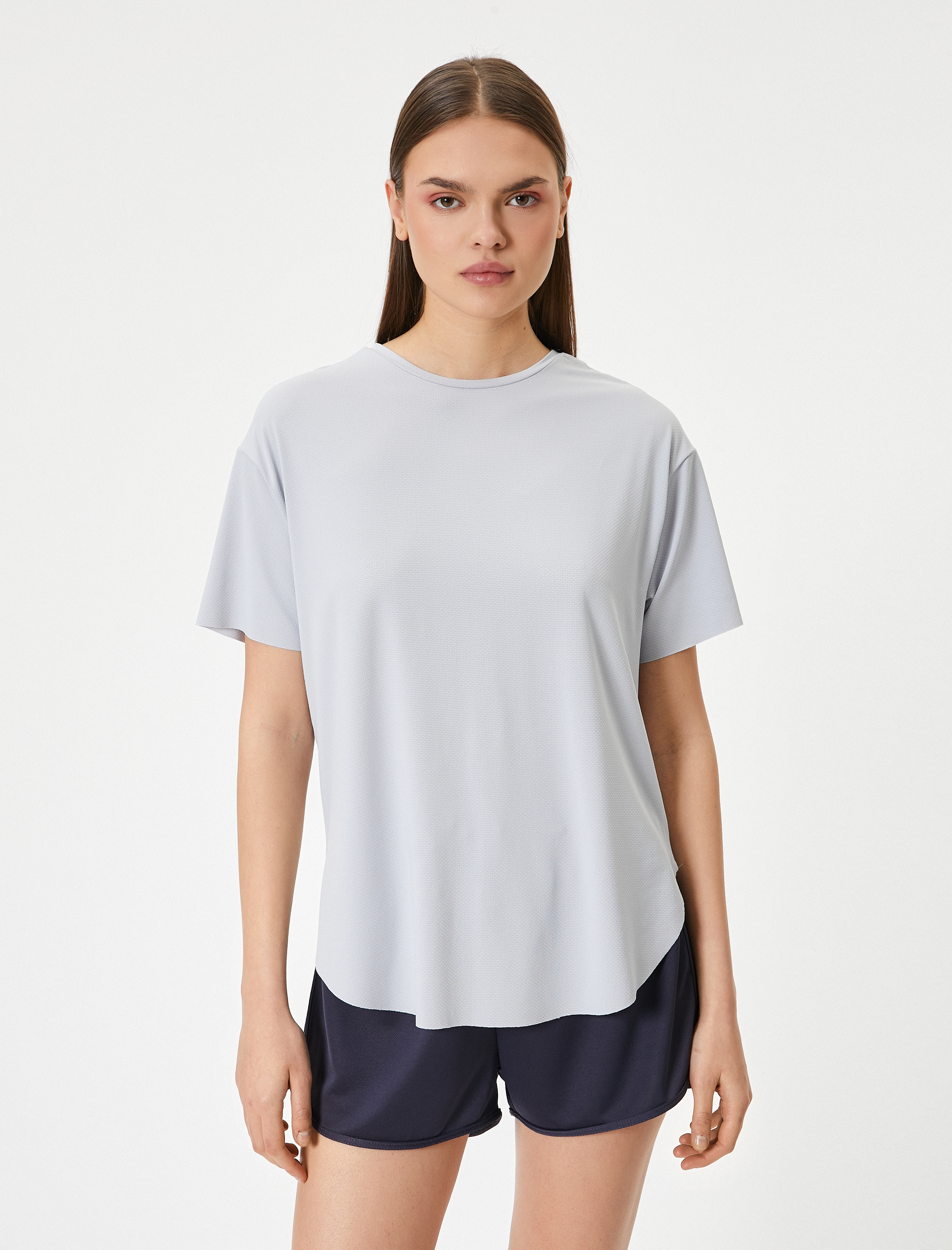   Basic Spor Tişört Kısa Kollu Bisiklet Yaka Rahat Kalıp