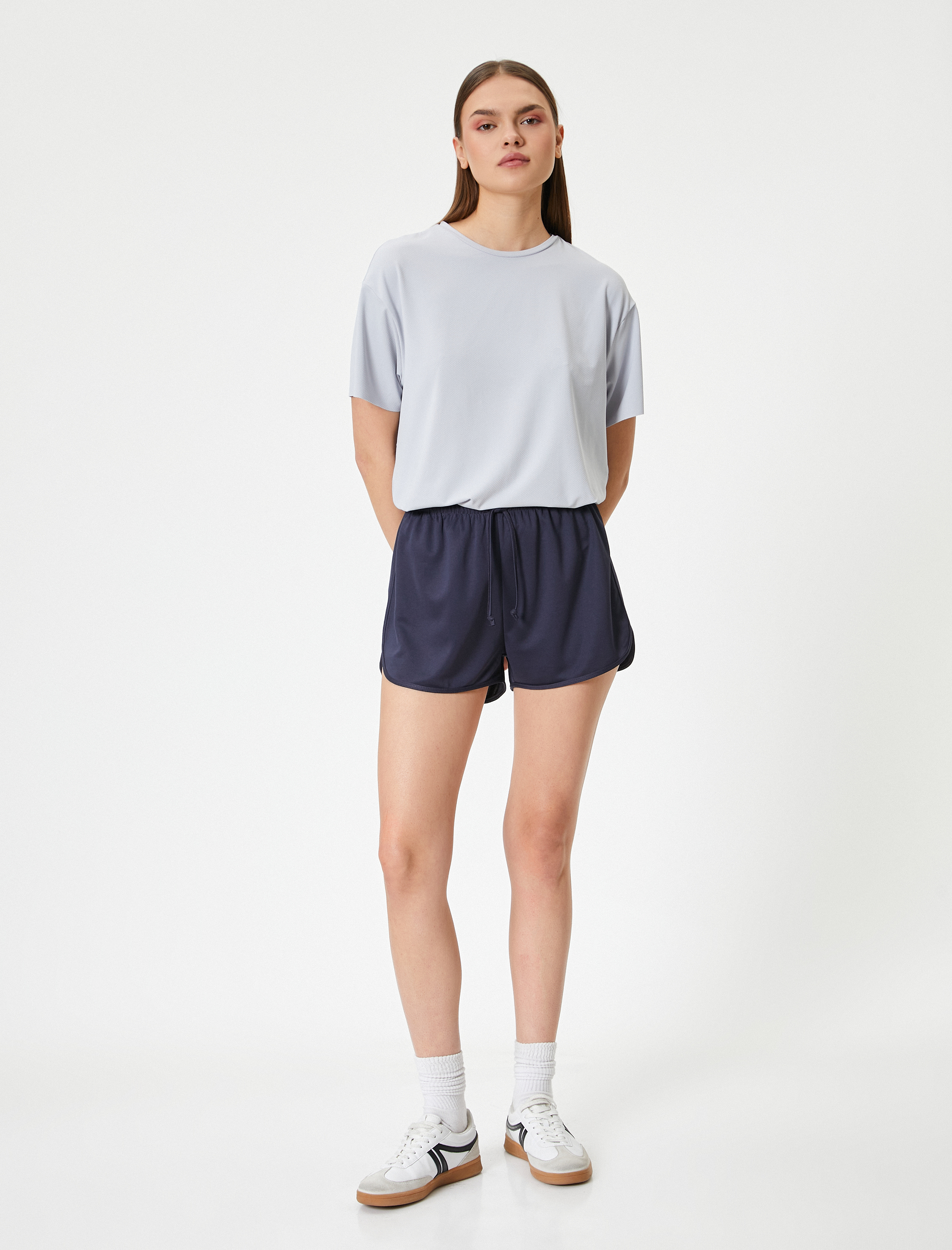   Basic Spor Tişört Kısa Kollu Bisiklet Yaka Rahat Kalıp