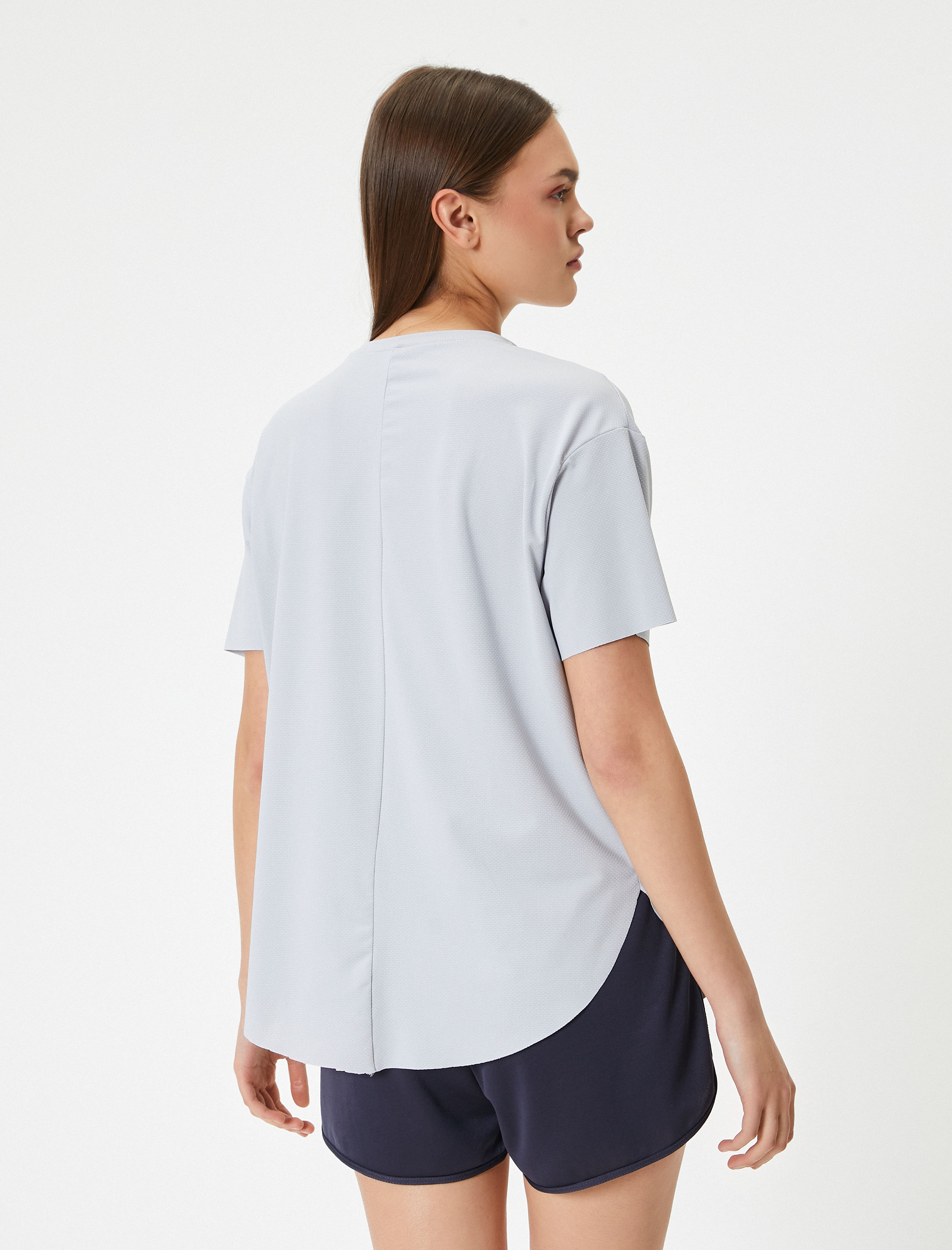   Basic Spor Tişört Kısa Kollu Bisiklet Yaka Rahat Kalıp