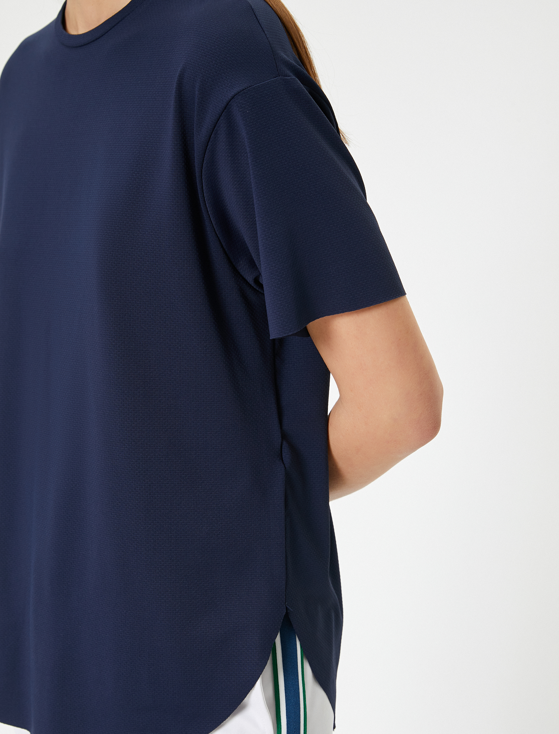   Basic Spor Tişört Kısa Kollu Bisiklet Yaka Rahat Kalıp