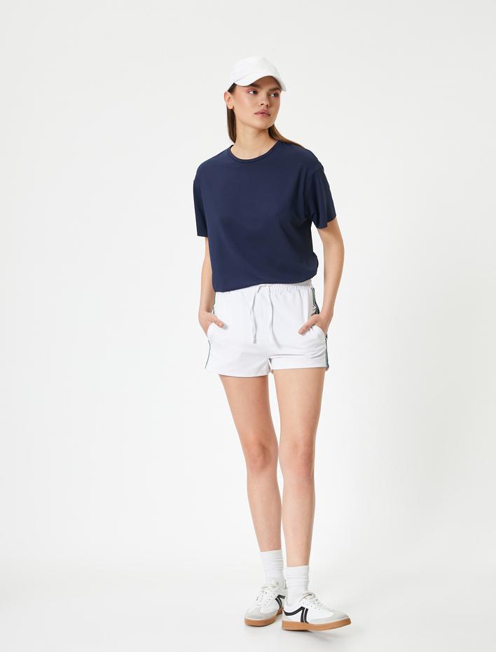  Basic Spor Tişört Kısa Kollu Bisiklet Yaka Rahat Kalıp