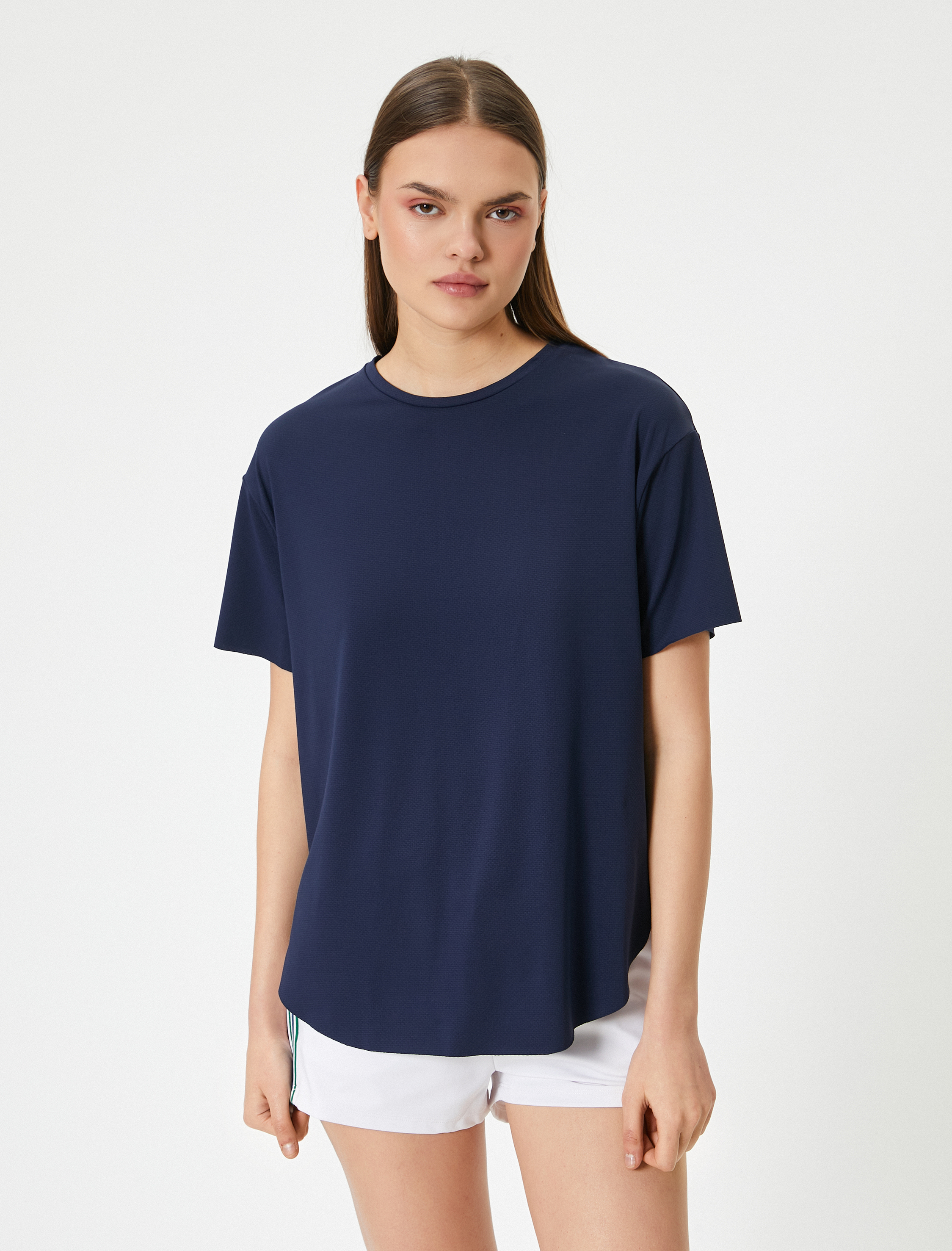   Basic Spor Tişört Kısa Kollu Bisiklet Yaka Rahat Kalıp