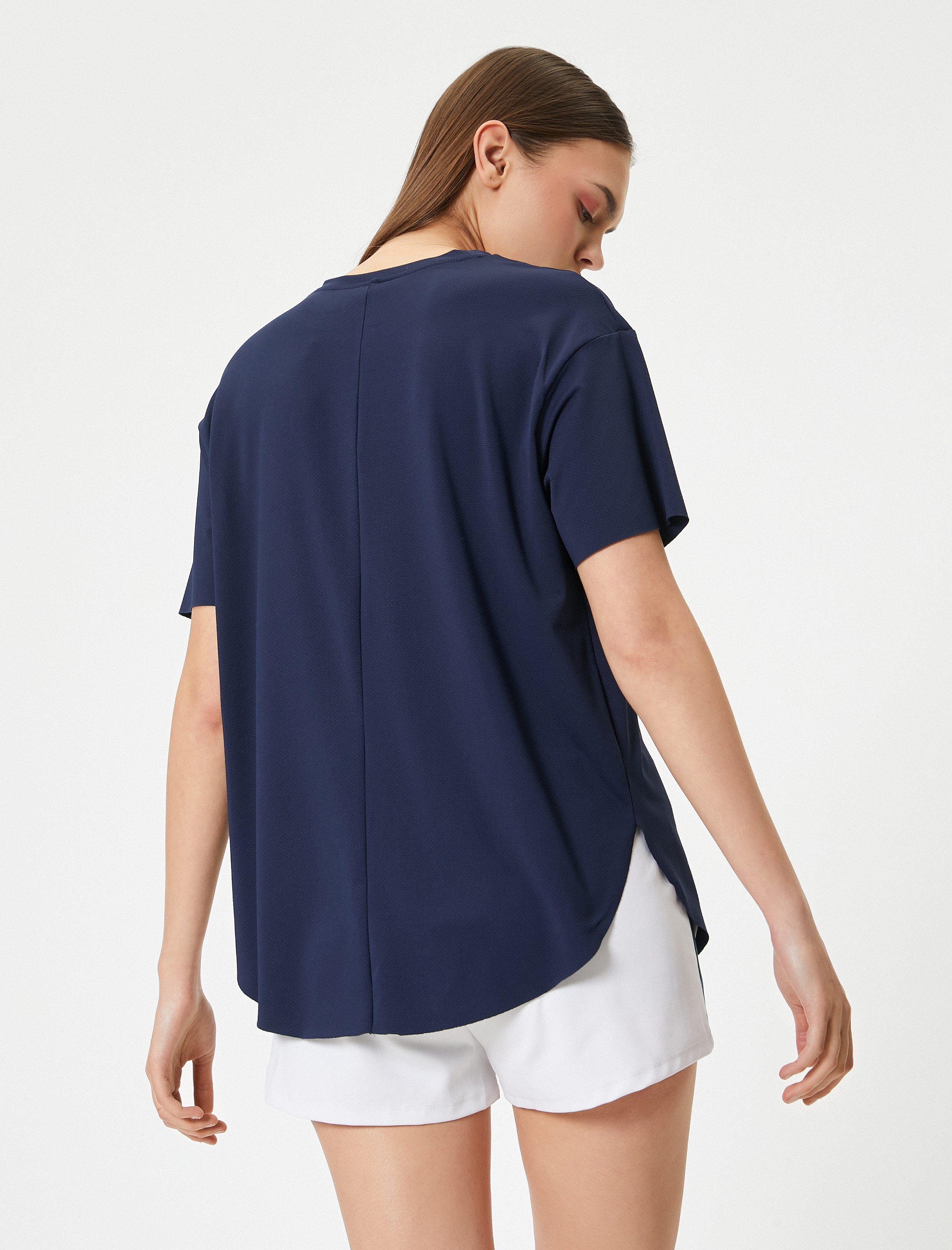   Basic Spor Tişört Kısa Kollu Bisiklet Yaka Rahat Kalıp