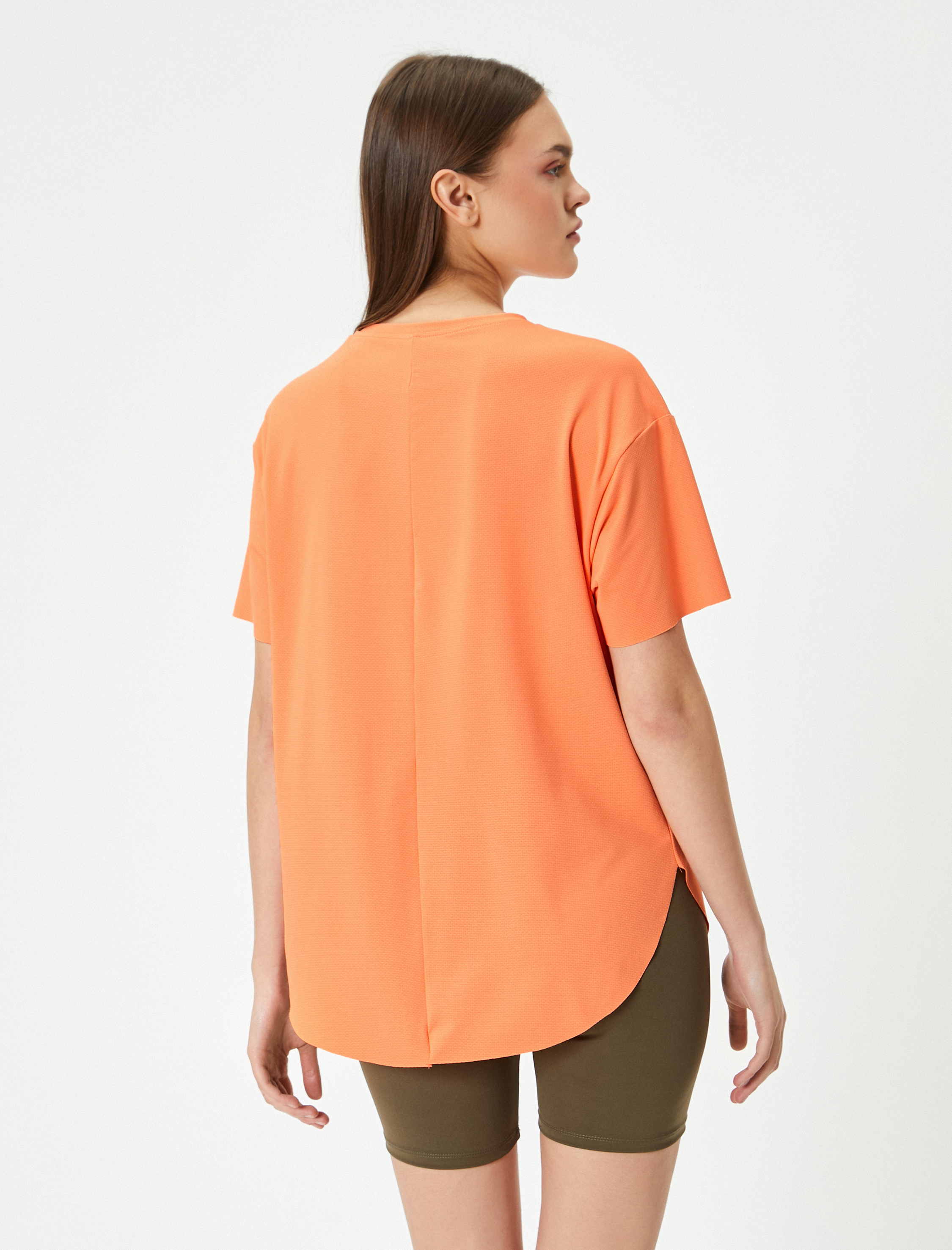   Basic Spor Tişört Kısa Kollu Bisiklet Yaka Rahat Kalıp