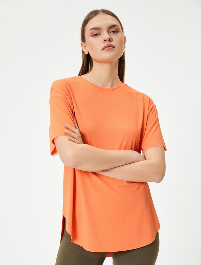  Basic Spor Tişört Kısa Kollu Bisiklet Yaka Rahat Kalıp