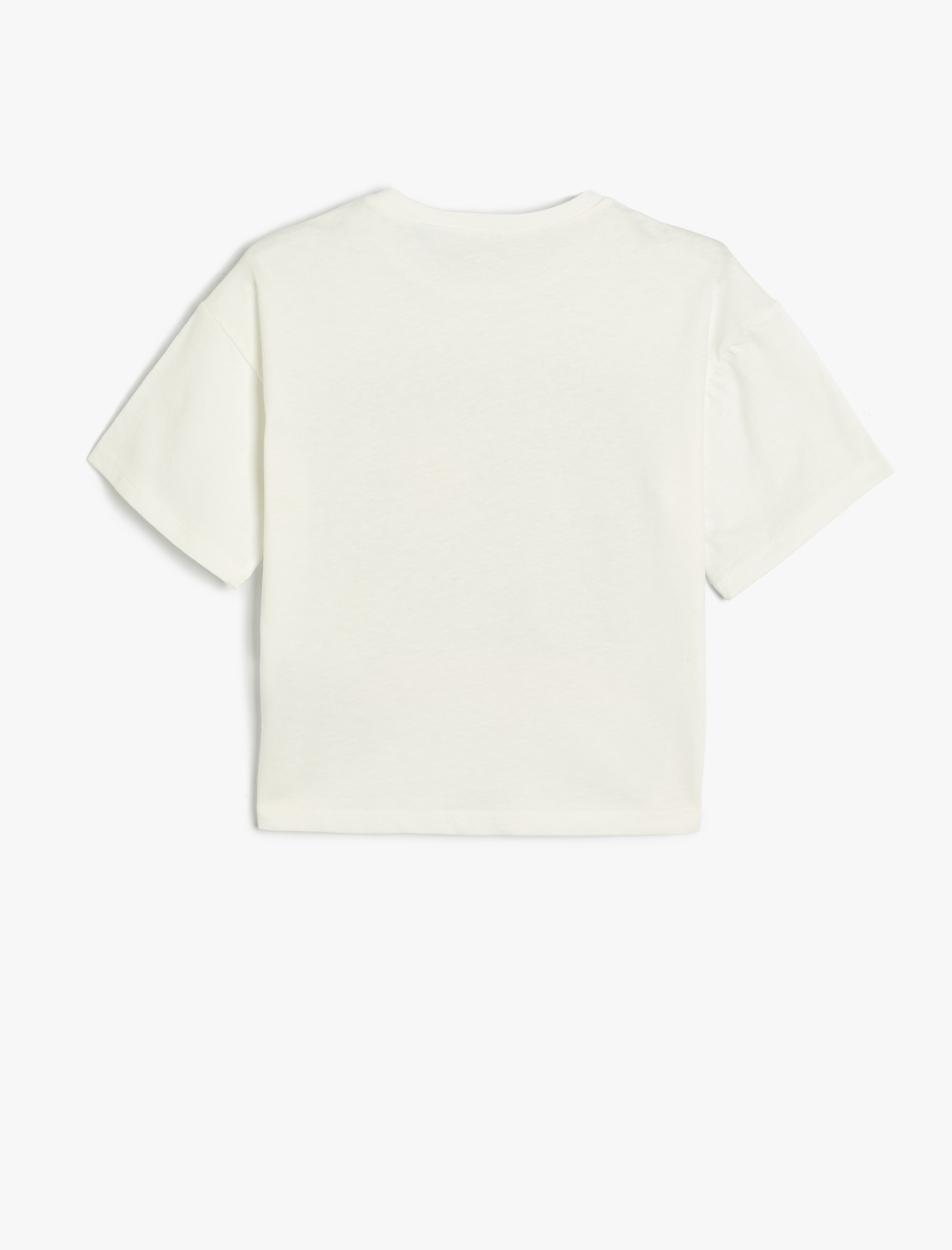  Kız Çocuk Stitch Crop Tişört Lisanslı Kısa Kollu Bisiklet Yaka Pamuklu