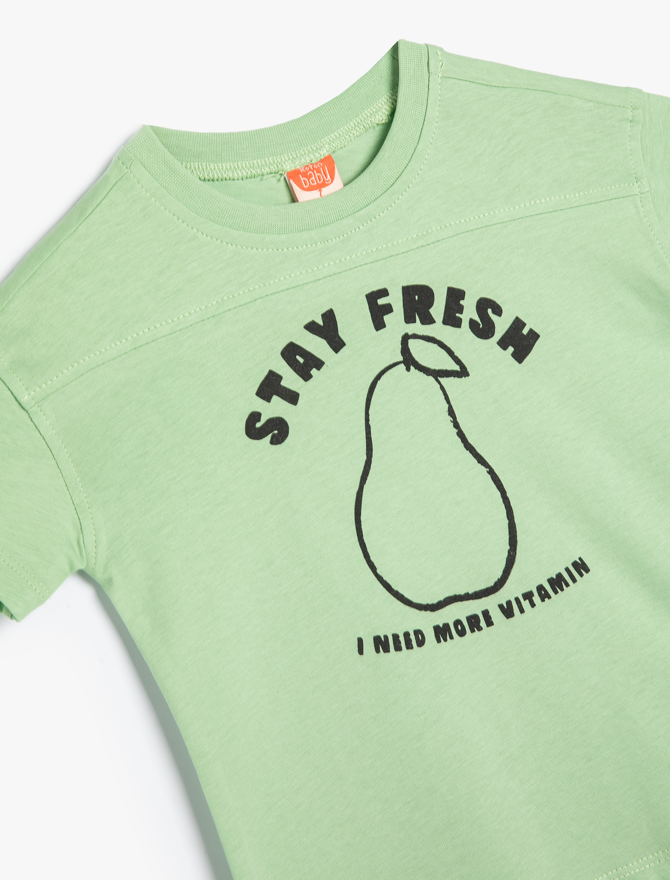  Erkek Bebek Tişört Kısa Kollu Bisiklet Yaka Meyve Baskılı Pamuklu