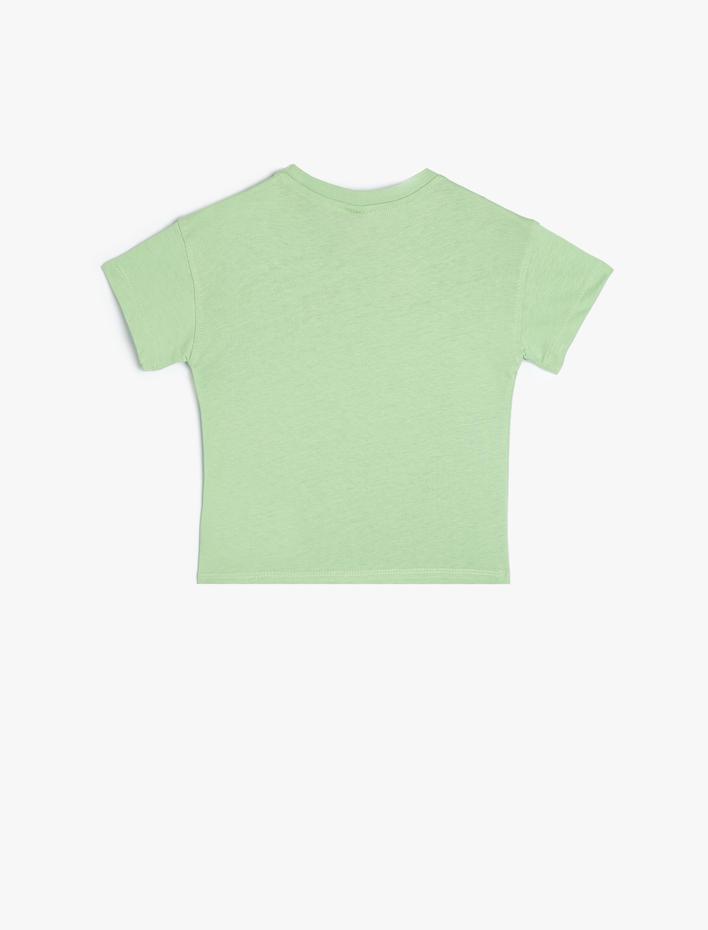 Erkek Bebek Tişört Kısa Kollu Bisiklet Yaka Meyve Baskılı Pamuklu