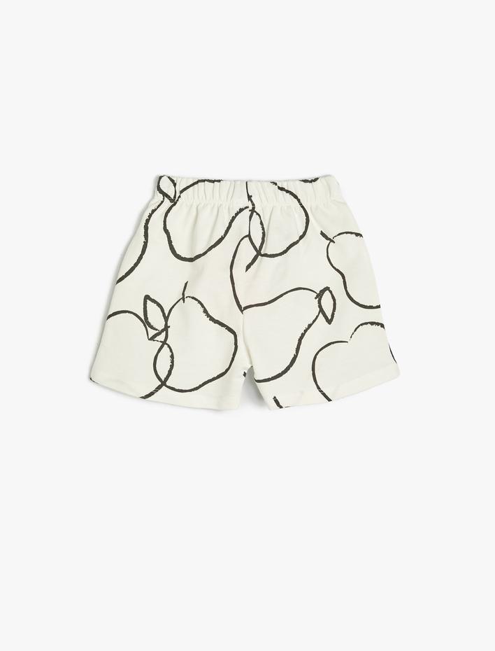 Erkek Bebek Şort Beli Bağlamalı Lastikli Baskı Detaylı Pamuklu