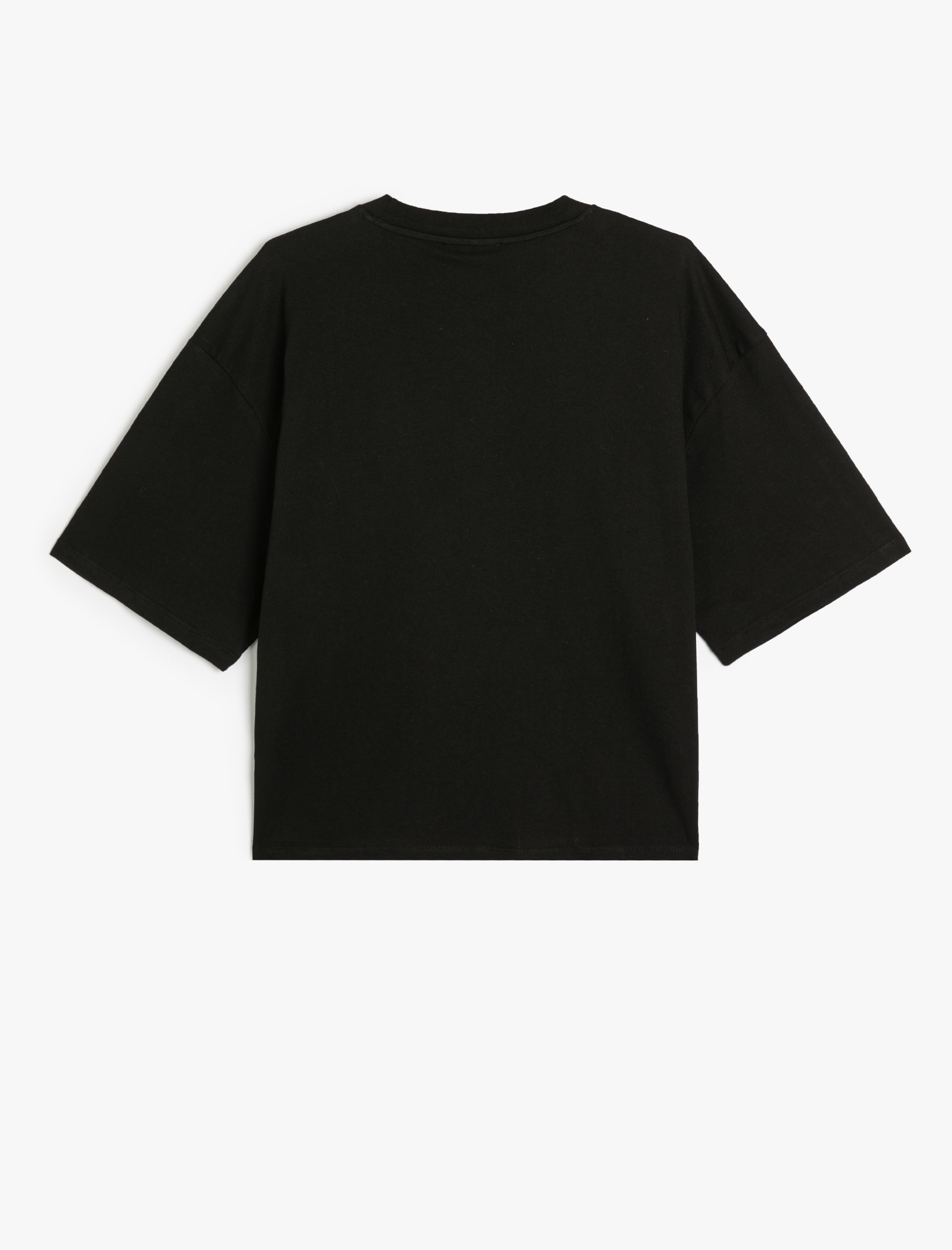   Basic Tişört Crop Fit Bisiklet Yaka Kısa Kollu Pamuklu