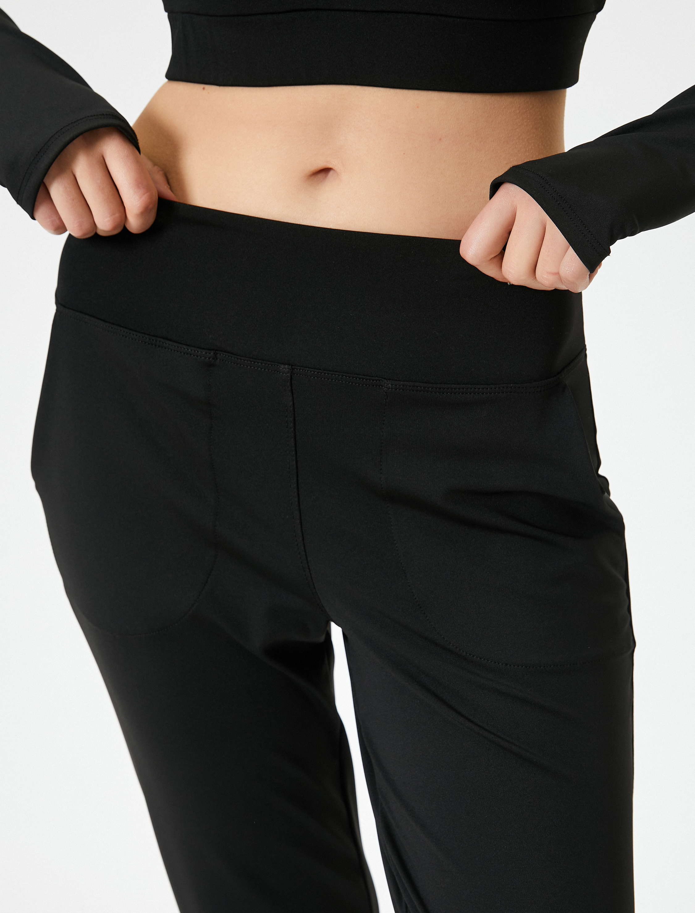   Spor Eşofman Pantolon Jogger Cepli Yüksek Bel Rahat Kalıp