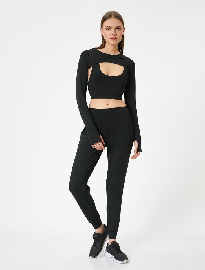  Spor Eşofman Pantolon Jogger Cepli Yüksek Bel Rahat Kalıp