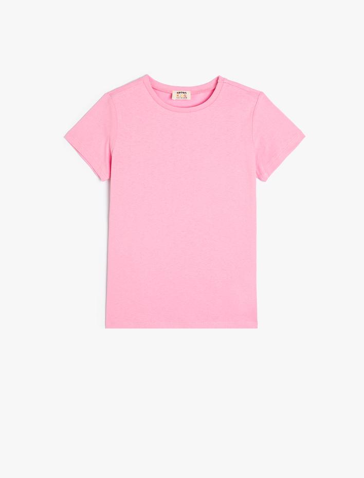 Kız Çocuk 3'lü Basic Tişört Set, Kısa Kollu Çok Renkli Pamuklu