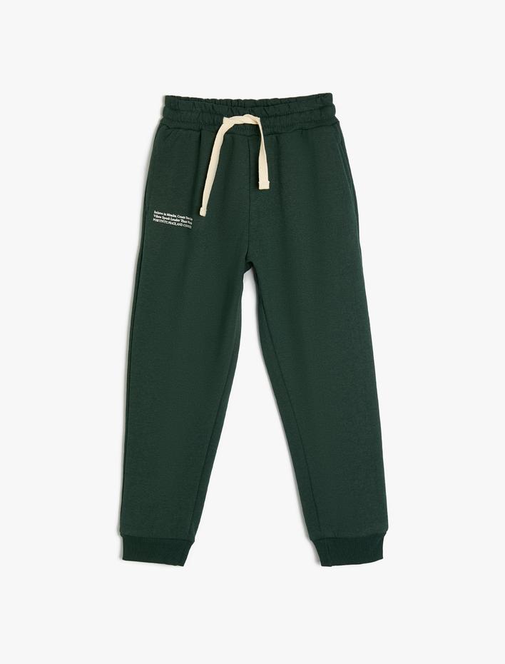 Erkek Çocuk Jogger Eşofman Altı Beli Lastikli Baskı Detaylı Cepli Şardonlu