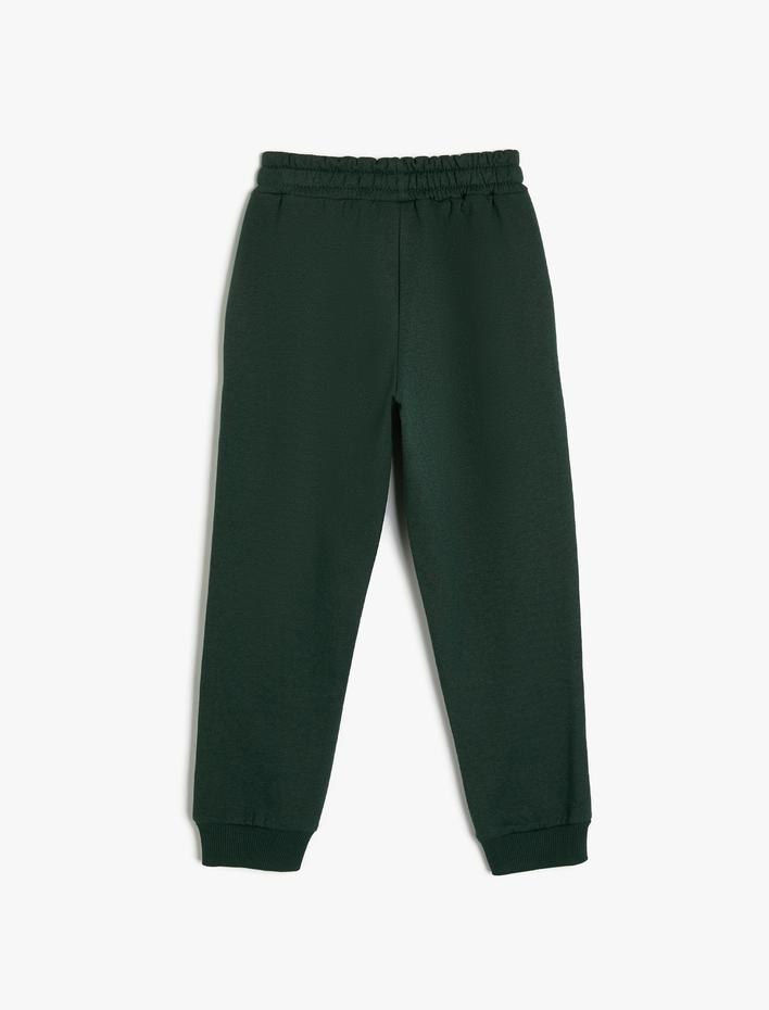 Erkek Çocuk Jogger Eşofman Altı Beli Lastikli Baskı Detaylı Cepli Şardonlu