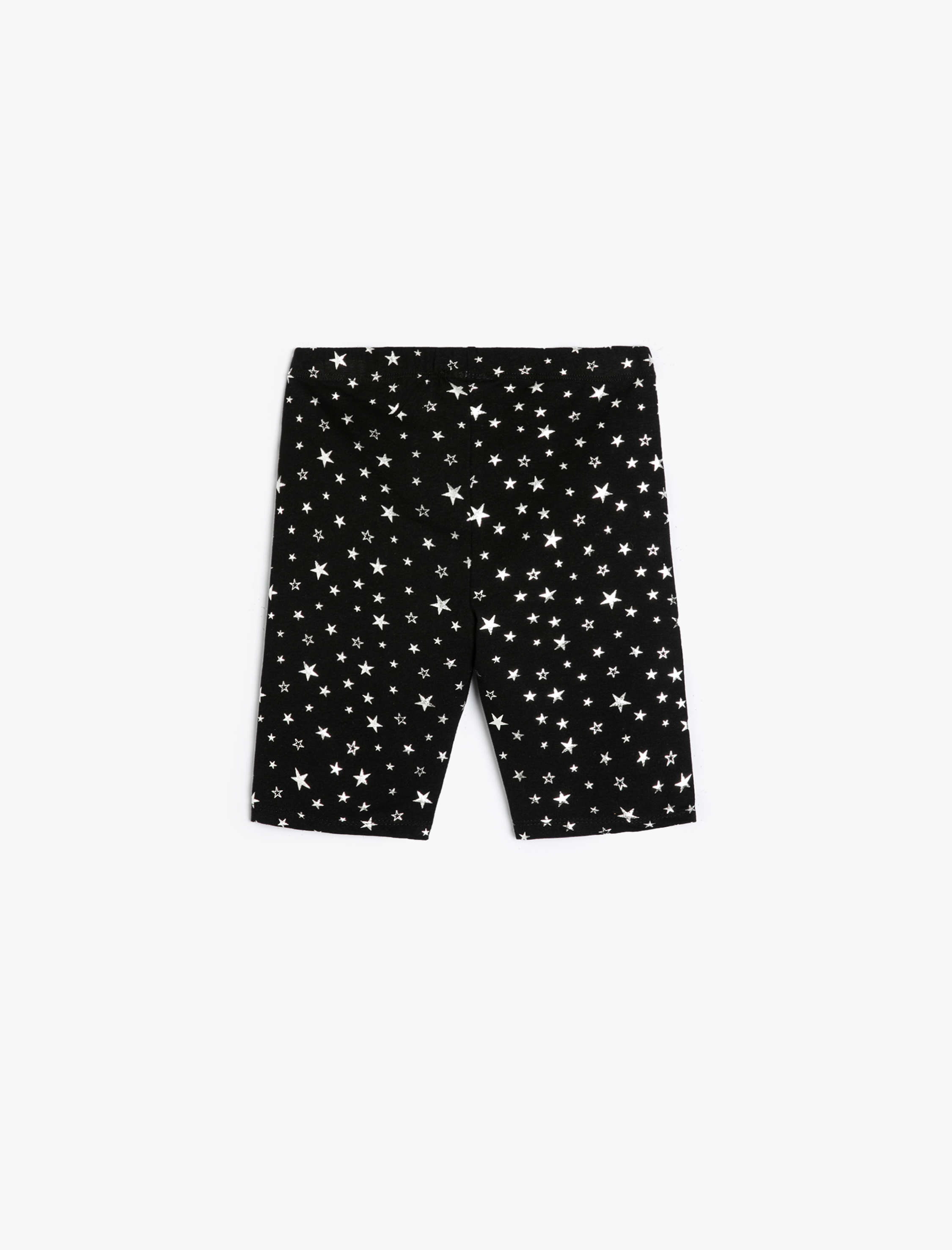  Kız Çocuk Parlak Kısa Tayt Beli Lastikli Yıldız Baskılı Pamuklu