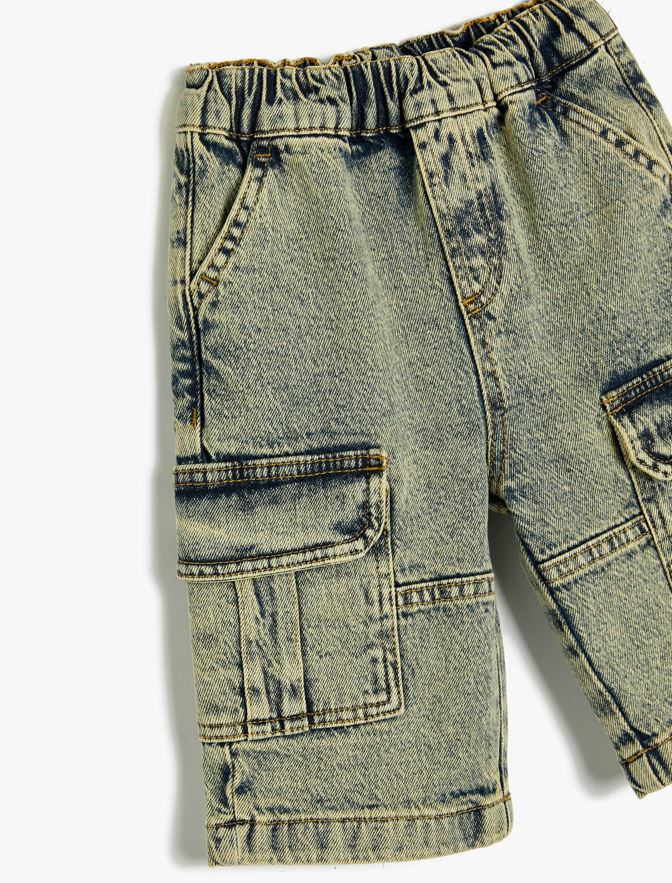 Erkek Bebek Kot Şort Kapaklı Cep Detaylı Pamuklu