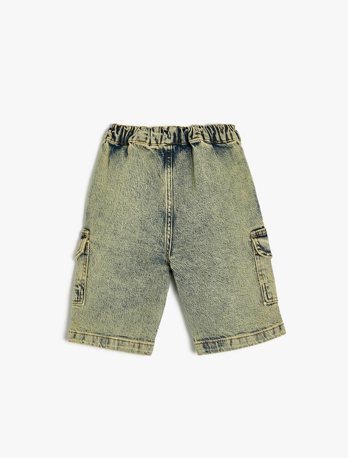 Erkek Bebek Kot Şort Kapaklı Cep Detaylı Pamuklu