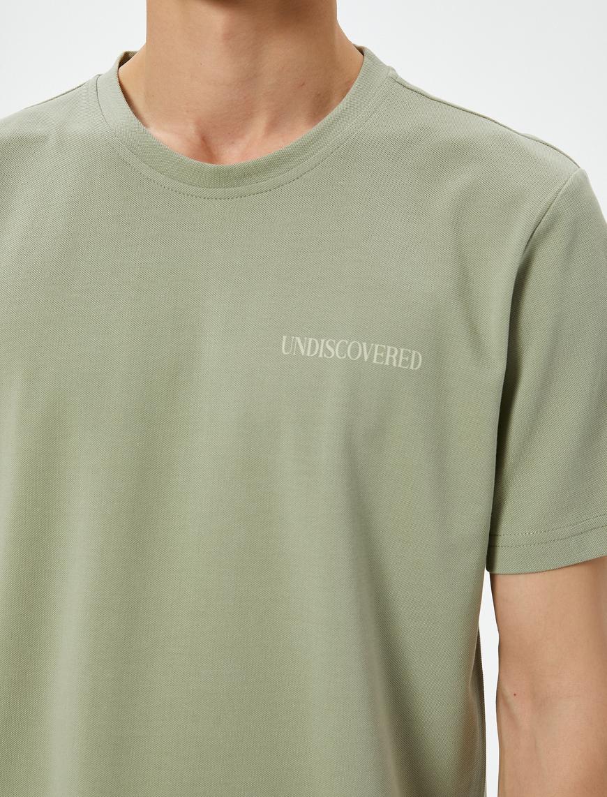   Slogan Baskılı Tişört Slim Fit Bisiklet Yaka Kısa Kollu