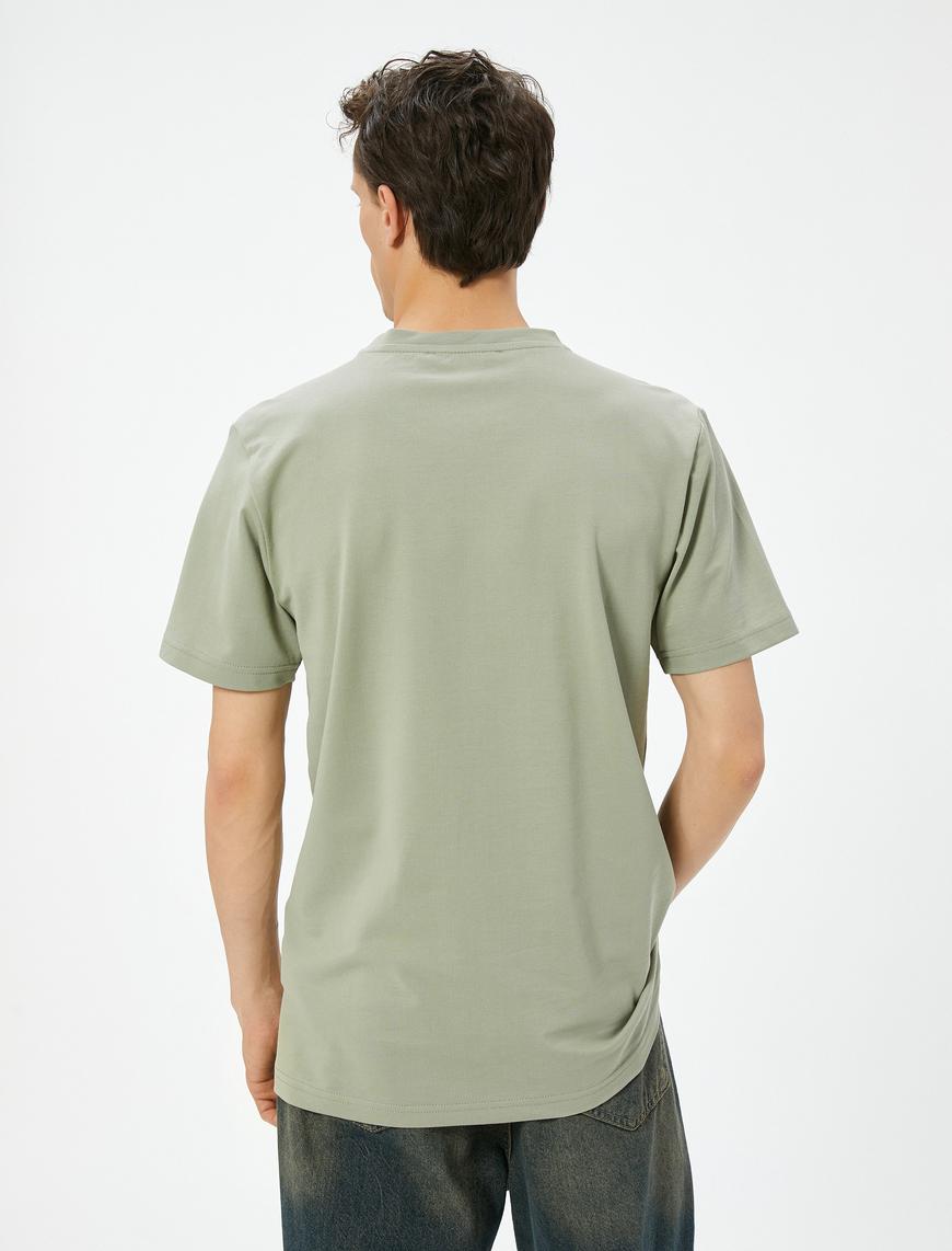   Slogan Baskılı Tişört Slim Fit Bisiklet Yaka Kısa Kollu