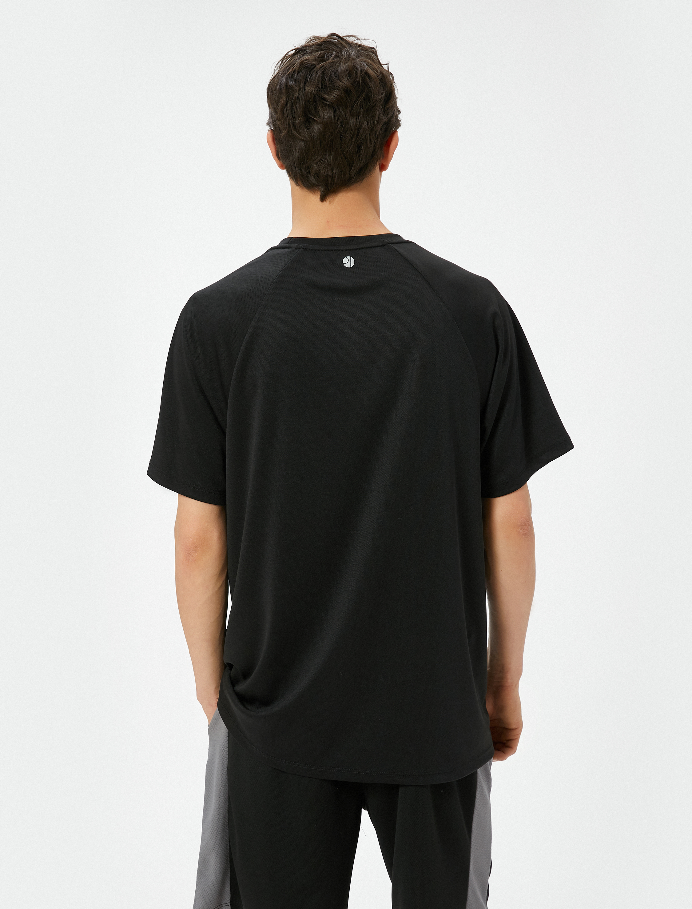   Oversize Spor Tişört Şerit Baskılı Bisiklet Yaka Kısa Kollu