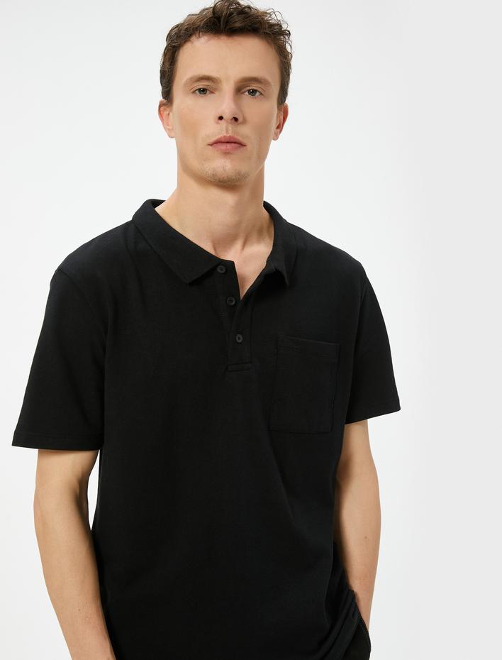  Polo Yaka Tişört Slim Fit Cep Detaylı Düğmeli