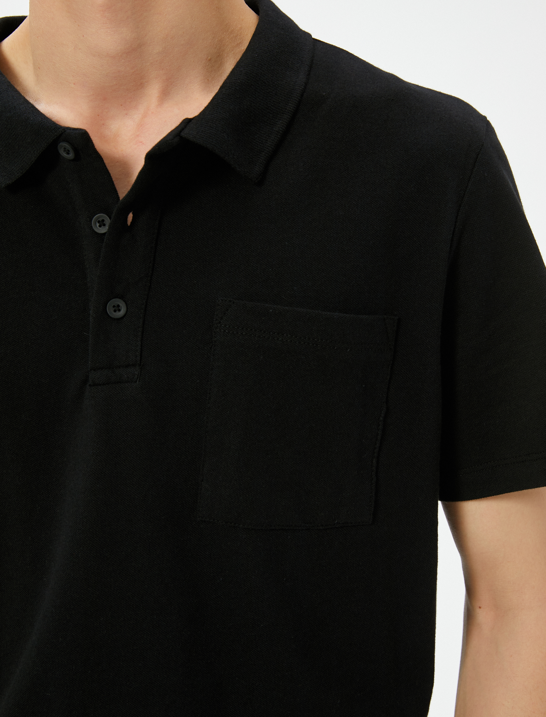   Polo Yaka Tişört Slim Fit Cep Detaylı Düğmeli