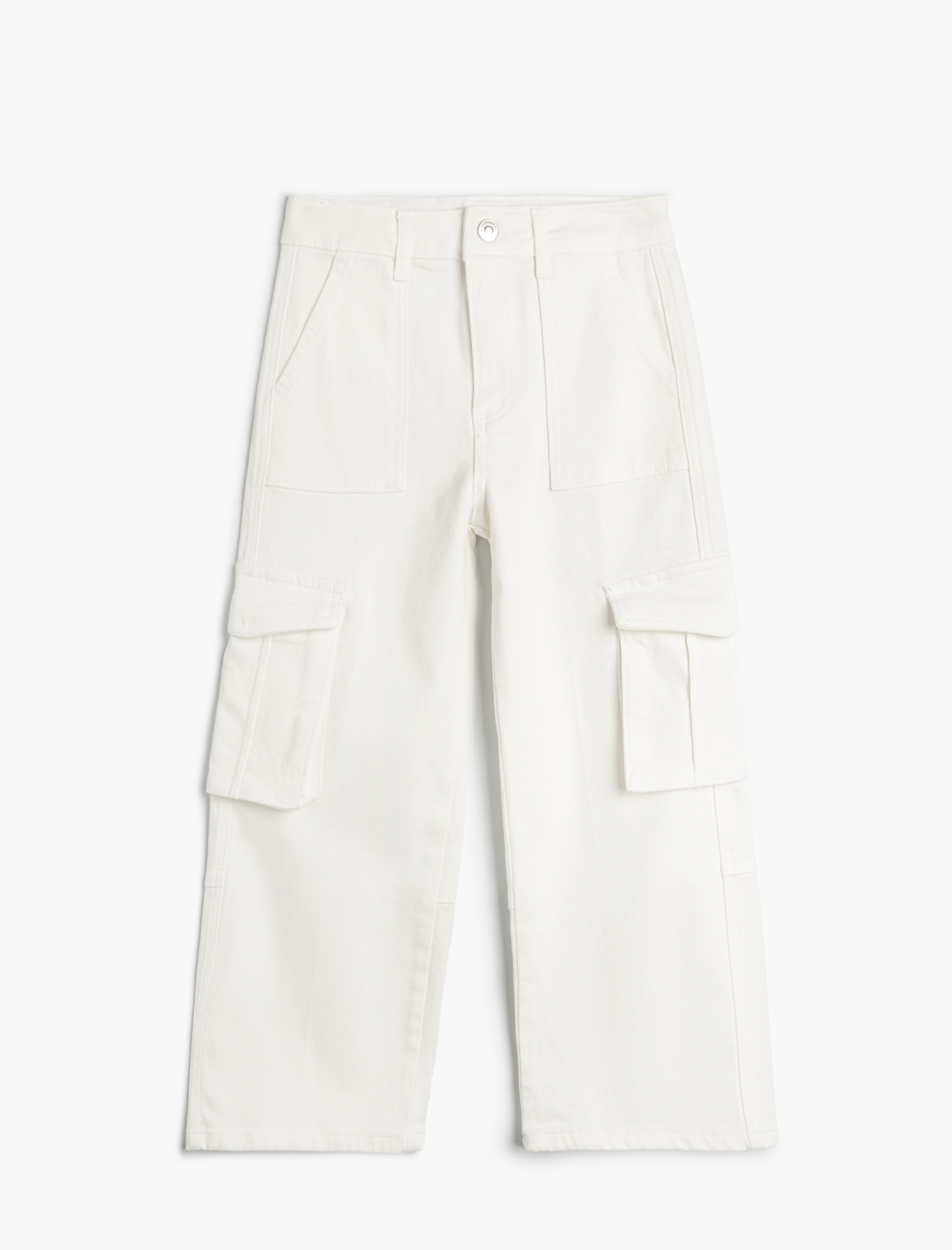  Kız Çocuk Kargo Kot Pantolon Bol Paça Pamuklu - Wide Leg Jean